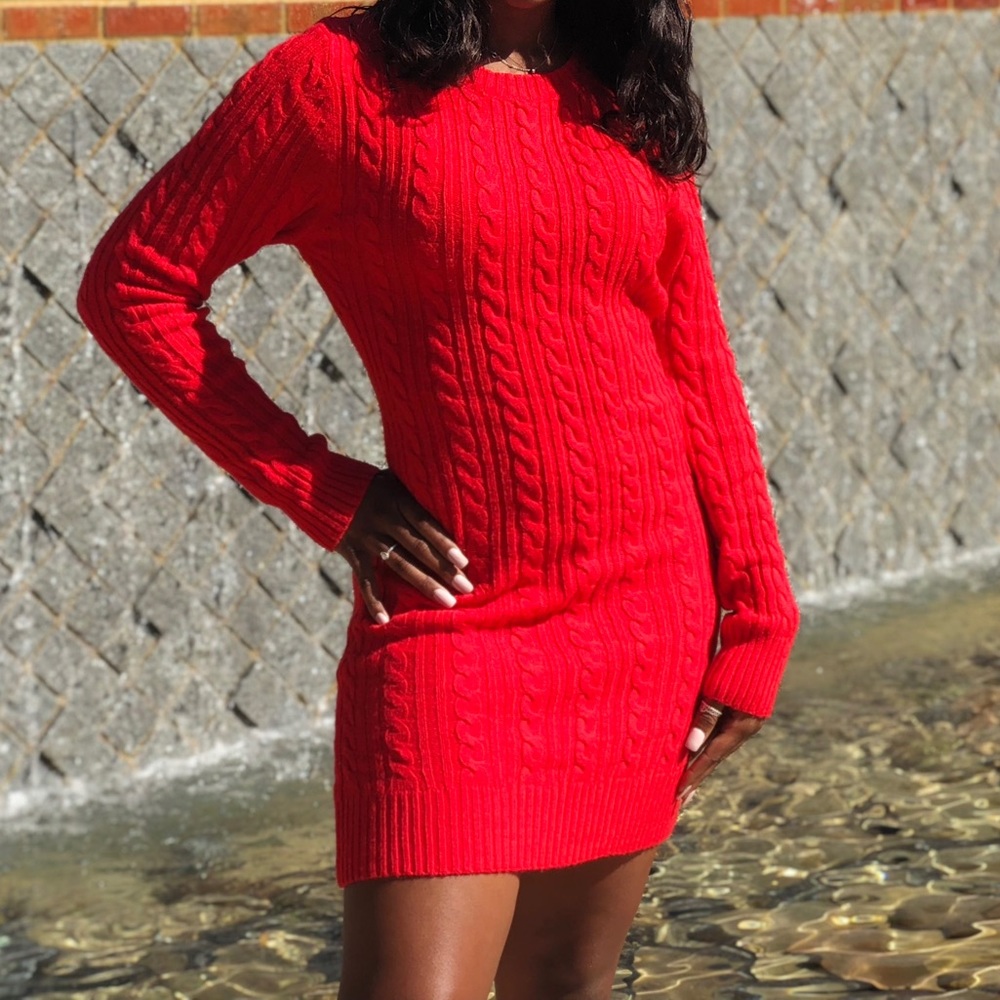 Red sweater dress